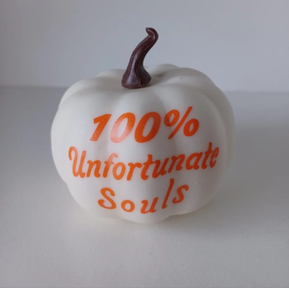 Small White Pumpkin 100% Unfortunate Souls‎ Halloween Seasonal Decor Piece
